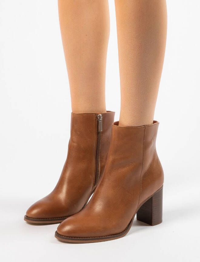 Sacha Dames Cognac enkellaarsjes met hak - Foto 3