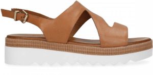 Sacha Cognac leren plateau sandalen