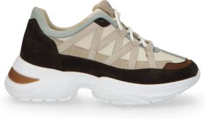 Sacha Donkerbruine dad sneakers met blauwe details
