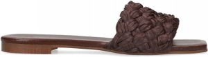 Sacha Donkerbruine slippers met gevlochten riet