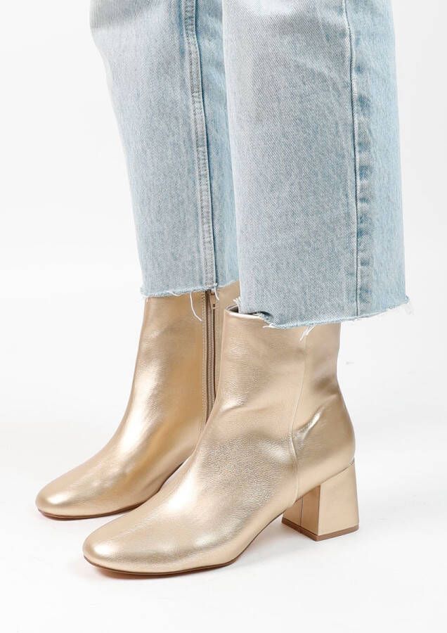 Sacha Dames Goudkleurige enkellaarsjes met blokhak - Foto 3