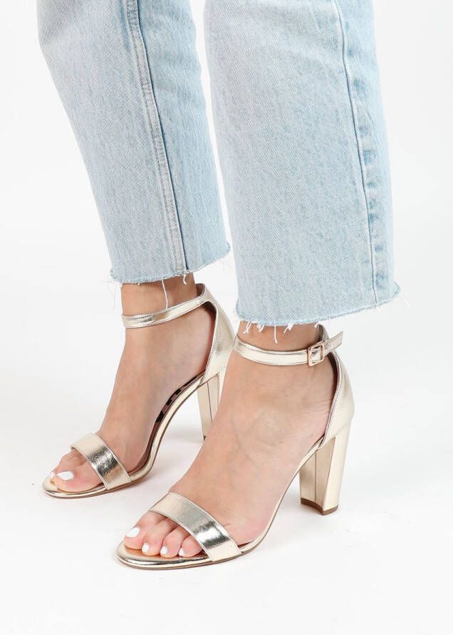 Sacha Dames Goudkleurige sandalen met hak - Foto 8