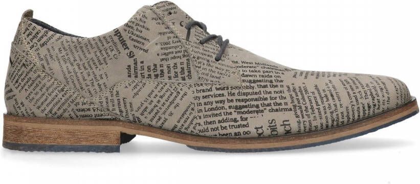 Sacha Heren Grijze veterschoenen met newspaper opdruk Schoenen
