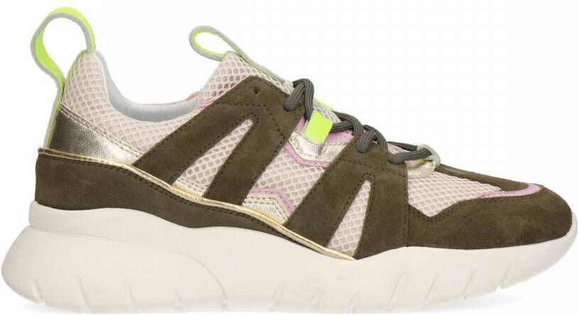 Sacha Dames Groene sneakers met roze details