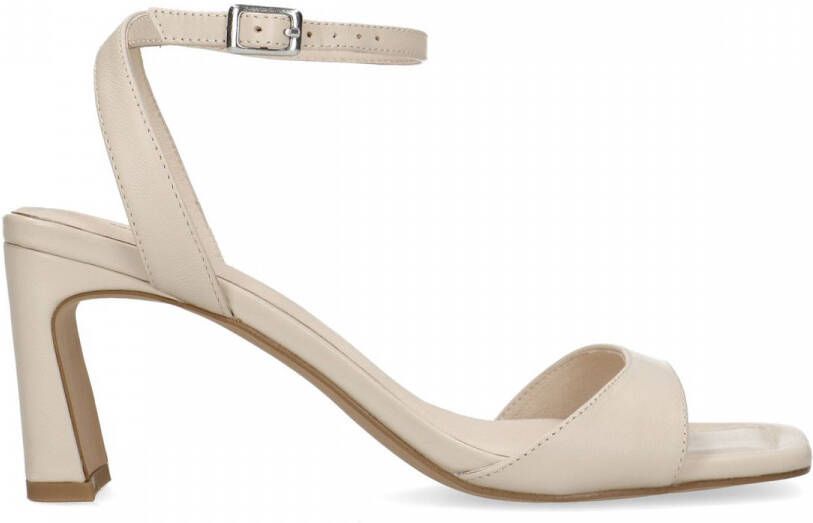 Sacha Dames Latte leren sandalen met rechte hak