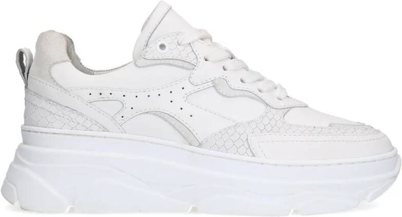 Sacha Witte leren chunky sneakers met croco details