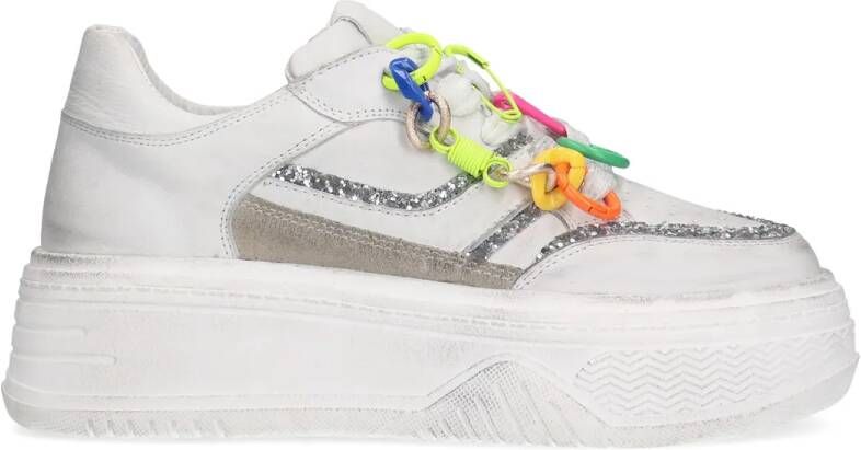 Sacha Dames Witte leren sneakers met multicolor details - Foto 2