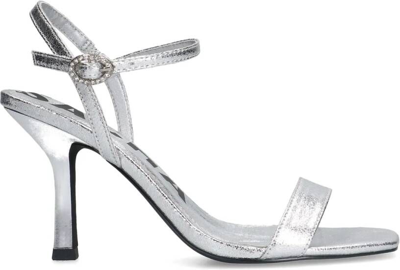 Sacha Dames Zilveren metallic sandalen met hak - Foto 2