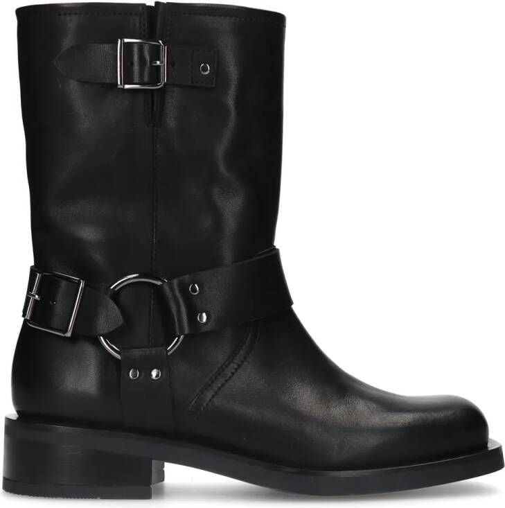 Sacha Zwarte buckle biker enkelboots