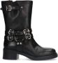 Sacha Dames PRE-ORDER Zwarte buckle biker enkelboots - Thumbnail 2