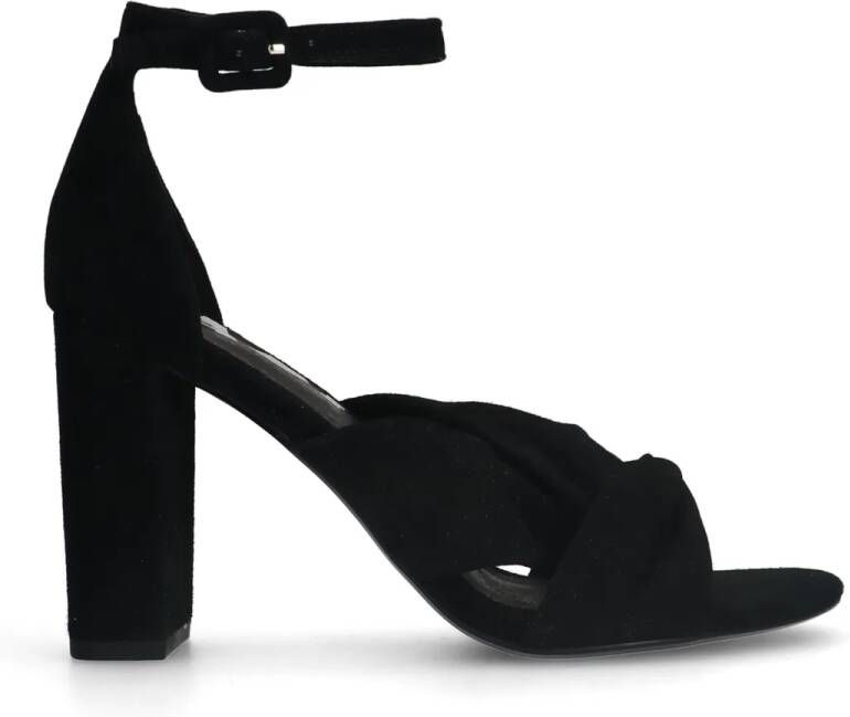 Sacha Dames Zwarte geknoopte suède sandalen met hak - Foto 2