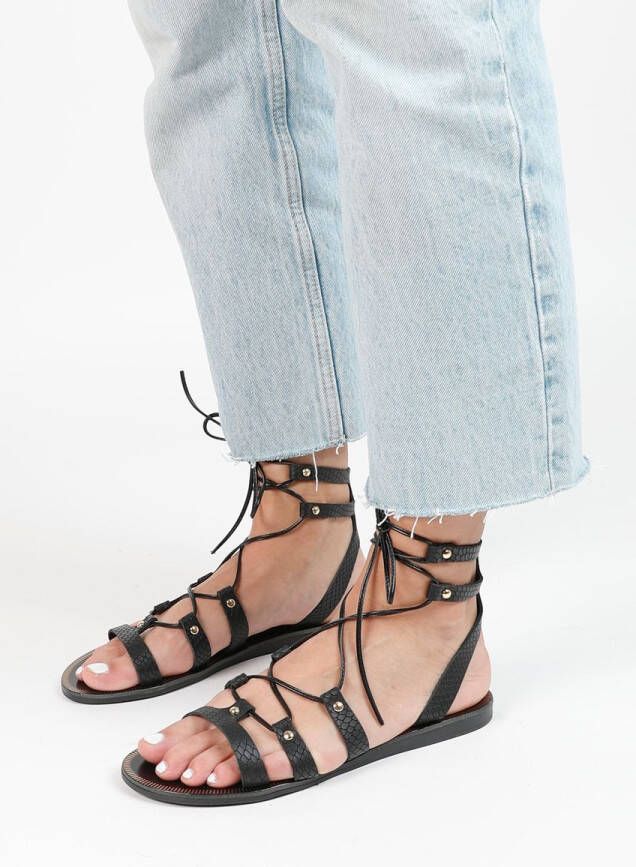 Sacha Dames Zwarte leren sandalen - Foto 3