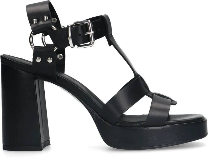 Sacha Dames Zwarte leren sandalen met hak - Foto 2