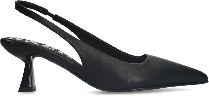 Sacha Zwarte leren slingback pumps