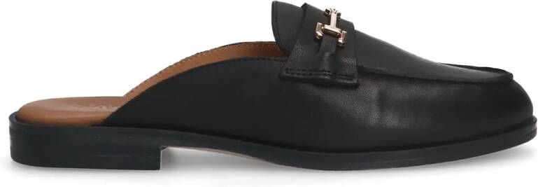 Sacha Zwarte leren slip on loafers