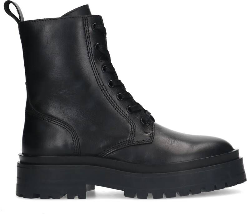 Sacha Dames Zwarte leren veterlaarsjes