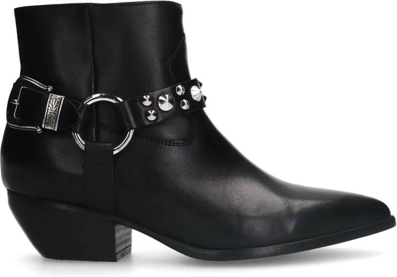 Sacha Dames Zwarte leren western enkellaarsjes met gesp - Foto 2