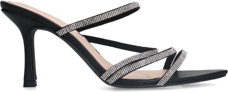 Sacha Dames Zwarte strass muiltjes met hak