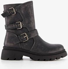 Blue Box dames biker boots met gespen grijs