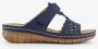 BLUE BOX dames slippers met perforaties blauw - Thumbnail 2