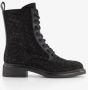 BLUE BOX dames veterboots met strass steentjes Zwart - Thumbnail 1
