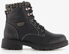 Blue Box dames veterboots zwart met gebreid detail