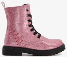 Blue Box meisjes veterboots roze met glitters