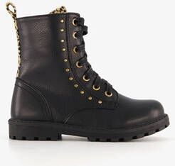 Blue Box zwarte meisjes veterboots gouden studs