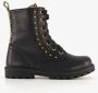 BLUE BOX zwartemeisjes veterboots met gouden studs Uitneembare zool - Thumbnail 2