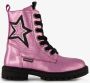 Braqeez leren meisjes veterboots paars met ster Uitneembare zool - Thumbnail 1