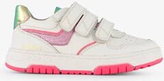 Braqeez leren meisjes sneakers wit roze