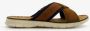 Bugatti leren slippers met leren voetbed cognac - Thumbnail 3
