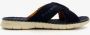 Bugatti leren slippers met leren voetbed blauw - Thumbnail 3