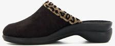 Blenzo dames pantoffels zwart met luipaard detail