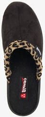 Blenzo dames pantoffels zwart met luipaard detail