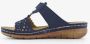 BLUE BOX dames slippers met perforaties blauw - Thumbnail 5