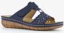 BLUE BOX dames slippers met perforaties blauw - Thumbnail 7