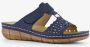 BLUE BOX dames slippers met perforaties blauw - Thumbnail 5