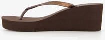 Blue Box dames teenslippers met sleehak bruin