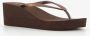BLUE BOX dames teenslippers met sleehak bruin - Thumbnail 7