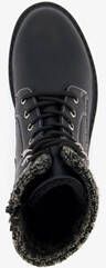 Blue Box dames veterboots zwart met gebreid detail
