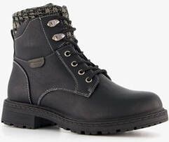 Blue Box dames veterboots zwart met gebreid detail