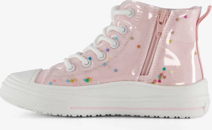 Blue Box hoge meisjes sneakers roze met hartjes