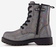BLUE BOX meisjes veterboots metallic Zilver - Schoenen.nl