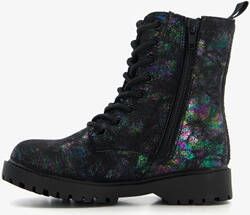 Blue Box meisjes veterboots zwart metallic