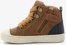 Braqeez hoge leren jongens sneakers cognac