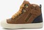 Braqeez hoge leren jongens sneakers cognac - Thumbnail 2