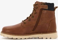 Braqeez leren jongens veterboots cognac bruin