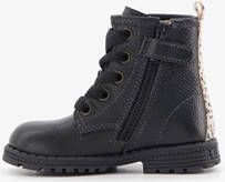 Braqeez leren meisjes veterboots zwart met hartjes