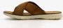 Bugatti leren slippers met leren voetbed cognac - Thumbnail 10